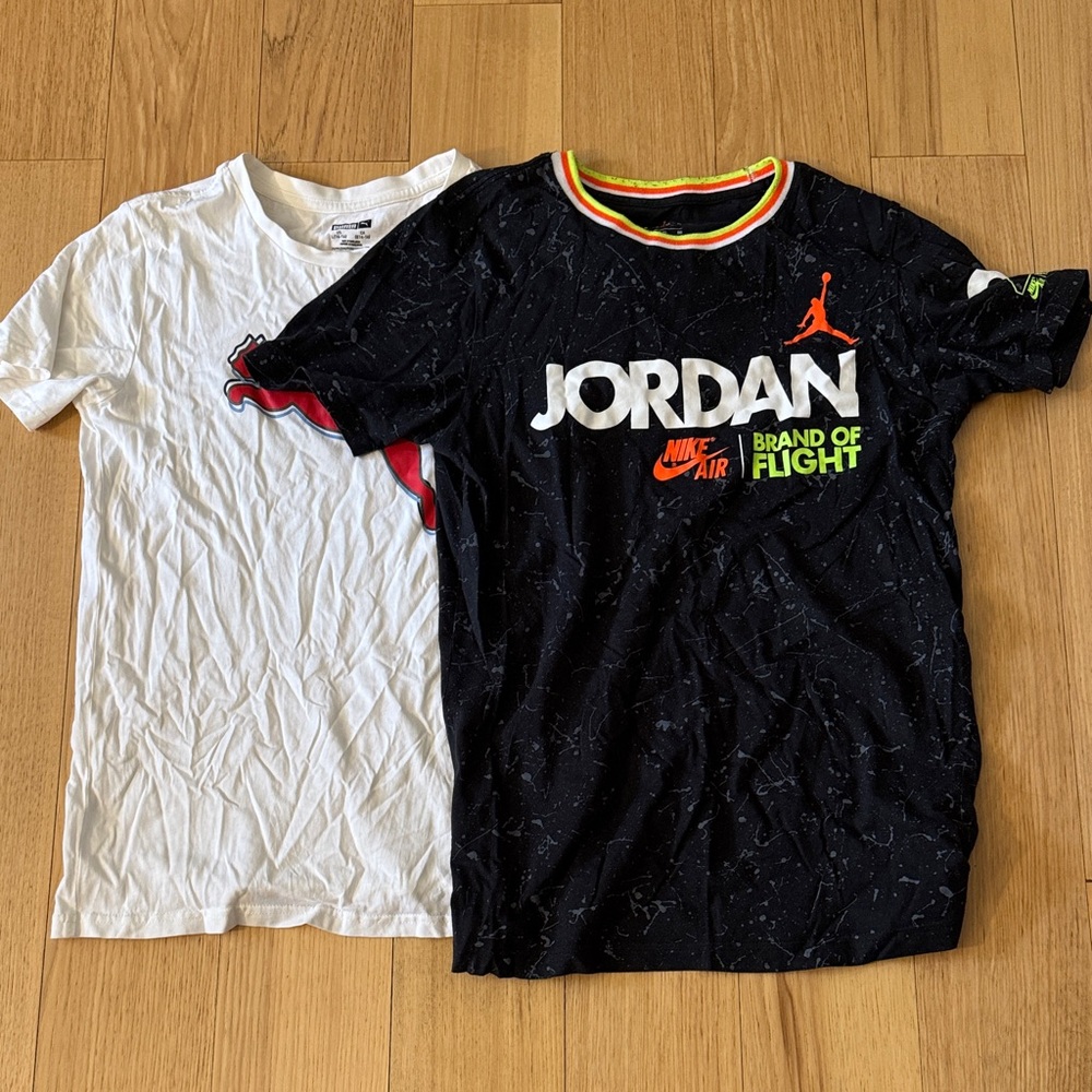 Set of 2 Puma Kid’s L 14-16 And Jordan Kid’s XL 13-15 Kid’s Short Sleeve Tees